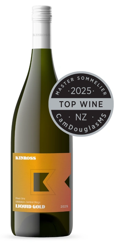 Bottle of Kinross 'Liquid Gold' Pinot Gris 2025
